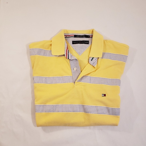 Tommy Hilfiger Other - Tommy Hilfiger Yellow Blue & White Striped Polo M